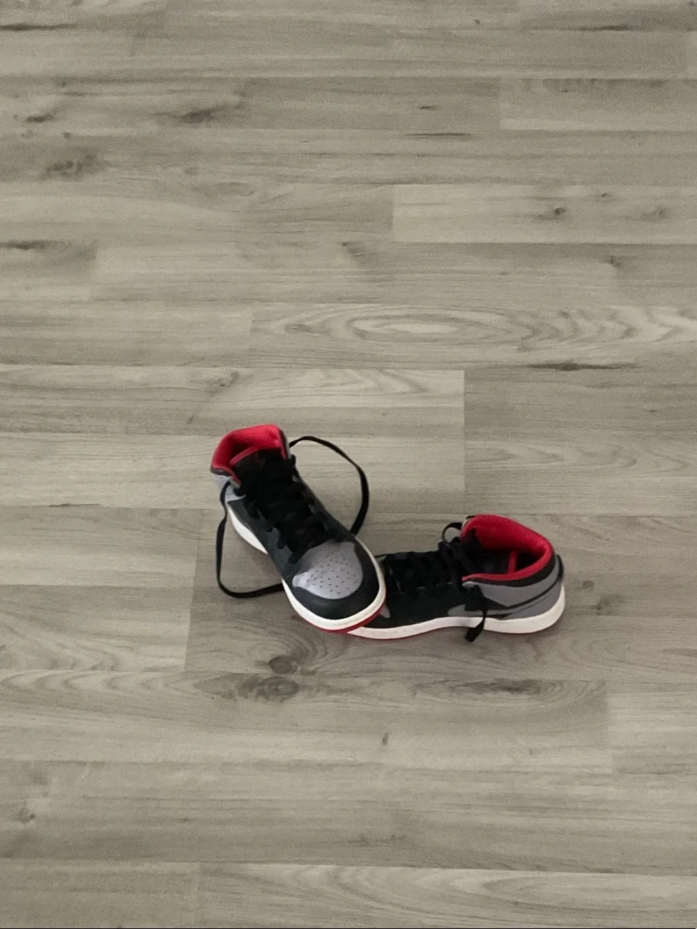 Kids Black, Gray & Red Athletic Sneakers
